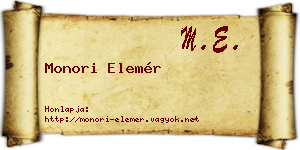 Monori Elemér névjegykártya